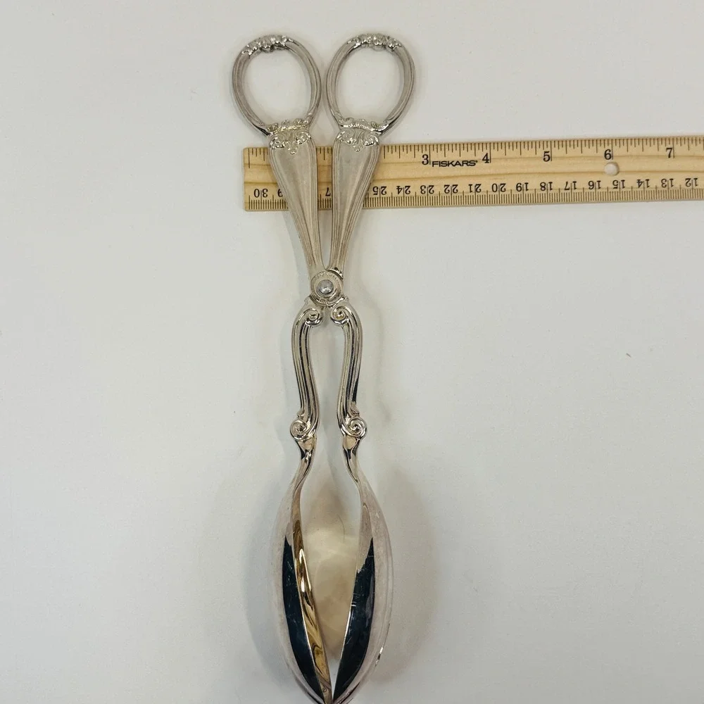 Gorham Heritage Silver Plated Pastry Salad Tongs Italy Ornate‎ Serving Vtg 11